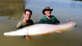 Richard with arapaima on holiday in Feb in Thailand